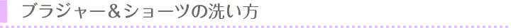 ブラ＆ショーツの洗い方